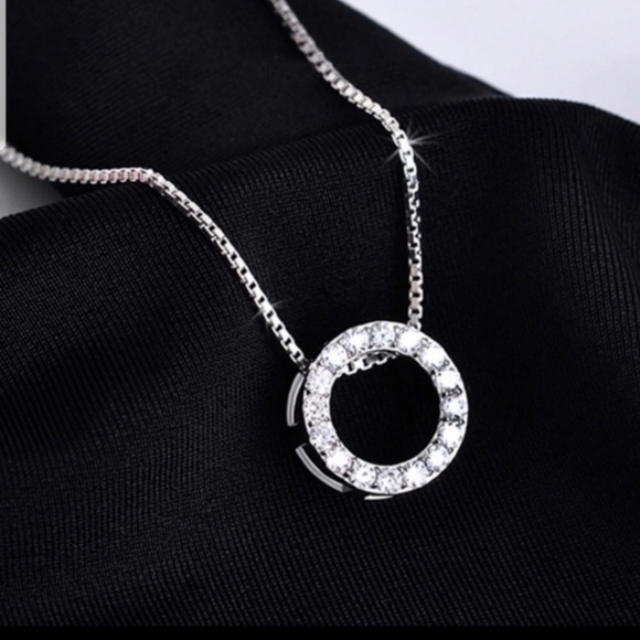 .925 Sterling Silver Collar Pendant Necklace Jewelry - .925 Sterling Silver Collar Pendant Necklace CZ